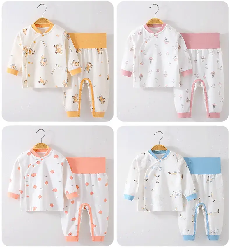 Baby No-Take-Off Pajamas Set White Brown Bear Print — feature 9