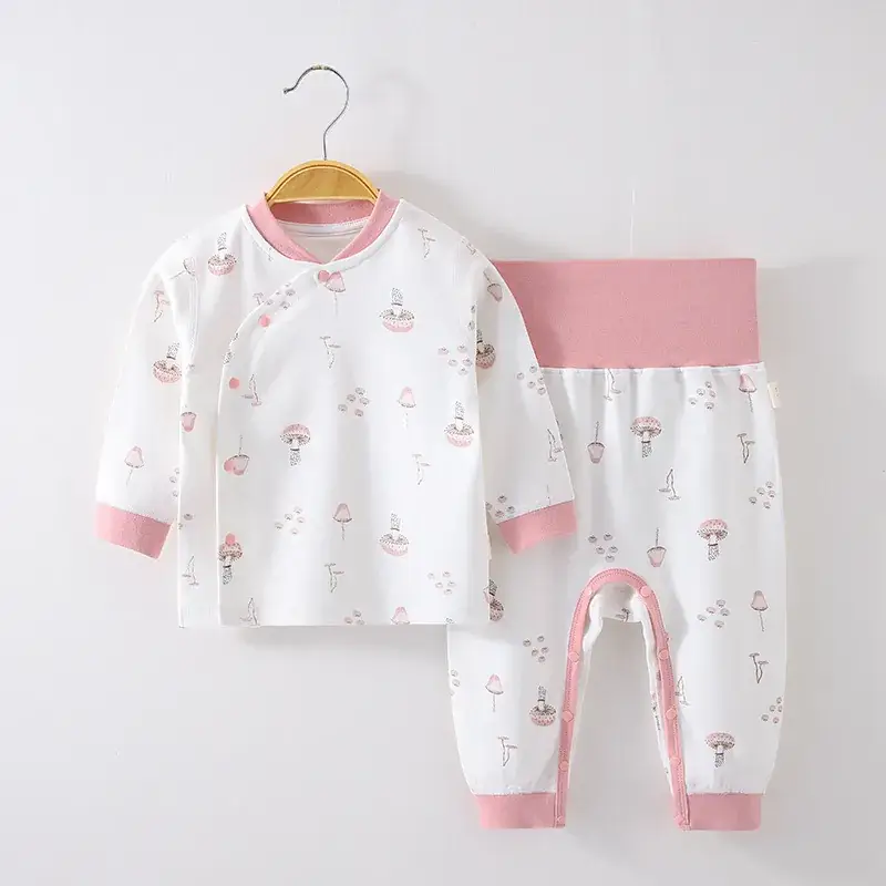 Baby No-Take-Off Pajamas Set White Brown Bear Print - Image 4