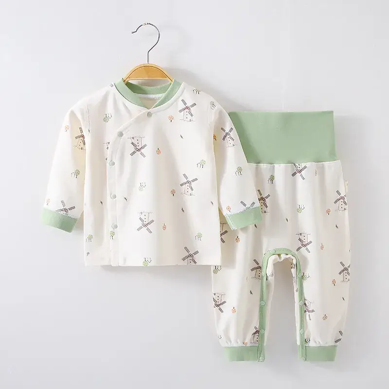 Baby No-Take-Off Pajamas Set White Brown Bear Print - Image 6