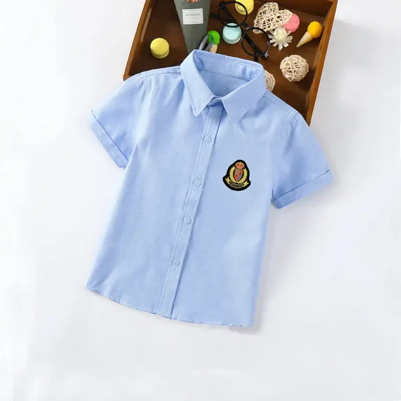 Children's Blue Short Sleeve Shirt Small Medium with Bow Tie - Image 6