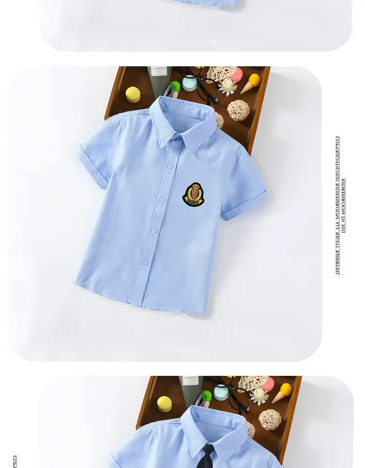 Children's Blue Short Sleeve Shirt Small Medium with Bow Tie — feature 5