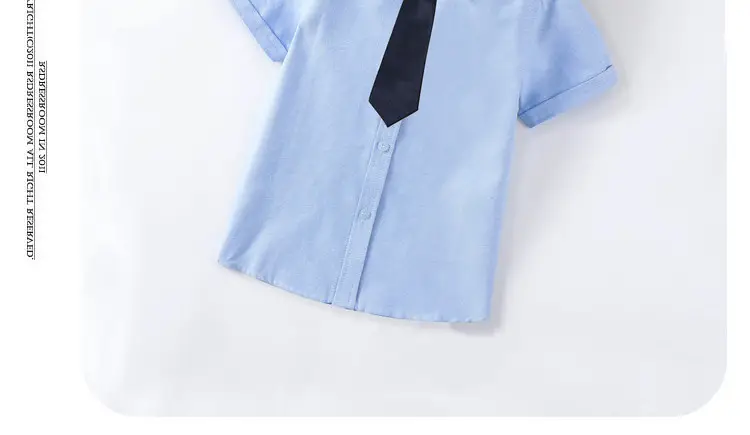 Children's Blue Short Sleeve Shirt Small Medium with Bow Tie — feature 6