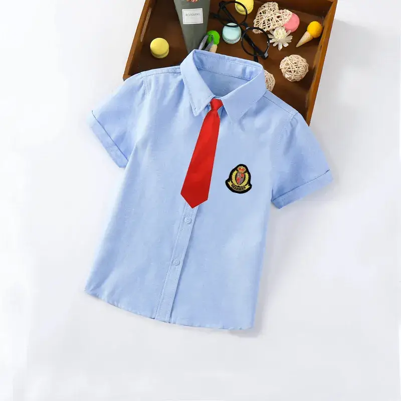 Children's Blue Short Sleeve Shirt Small Medium with Bow Tie - Image 10