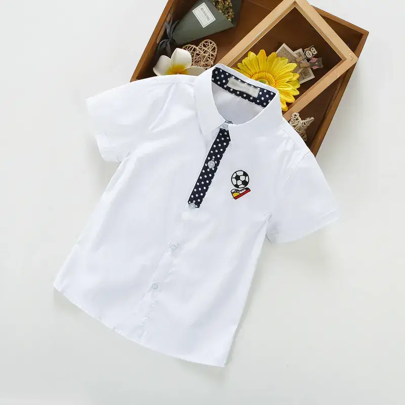 Children's Blue Short Sleeve Shirt Small Medium with Bow Tie - Image 11