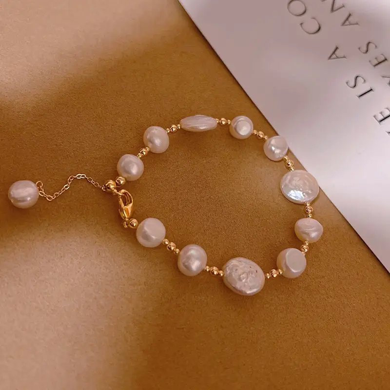 Gold Plated Pearl Bracelet for Women Birthday Gift