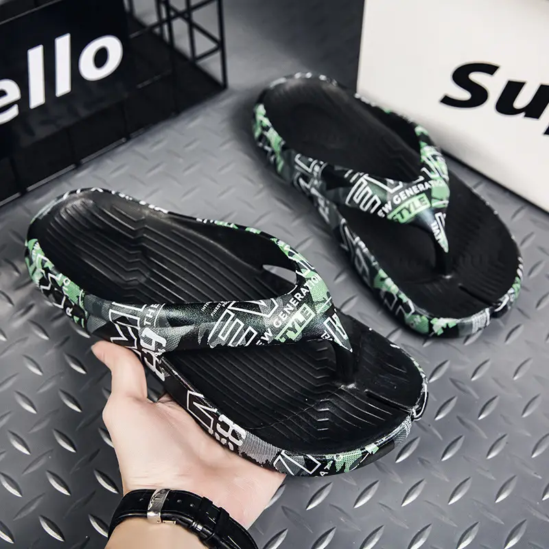 Men's Camo Printed Flip Flops Summer Beach Wear