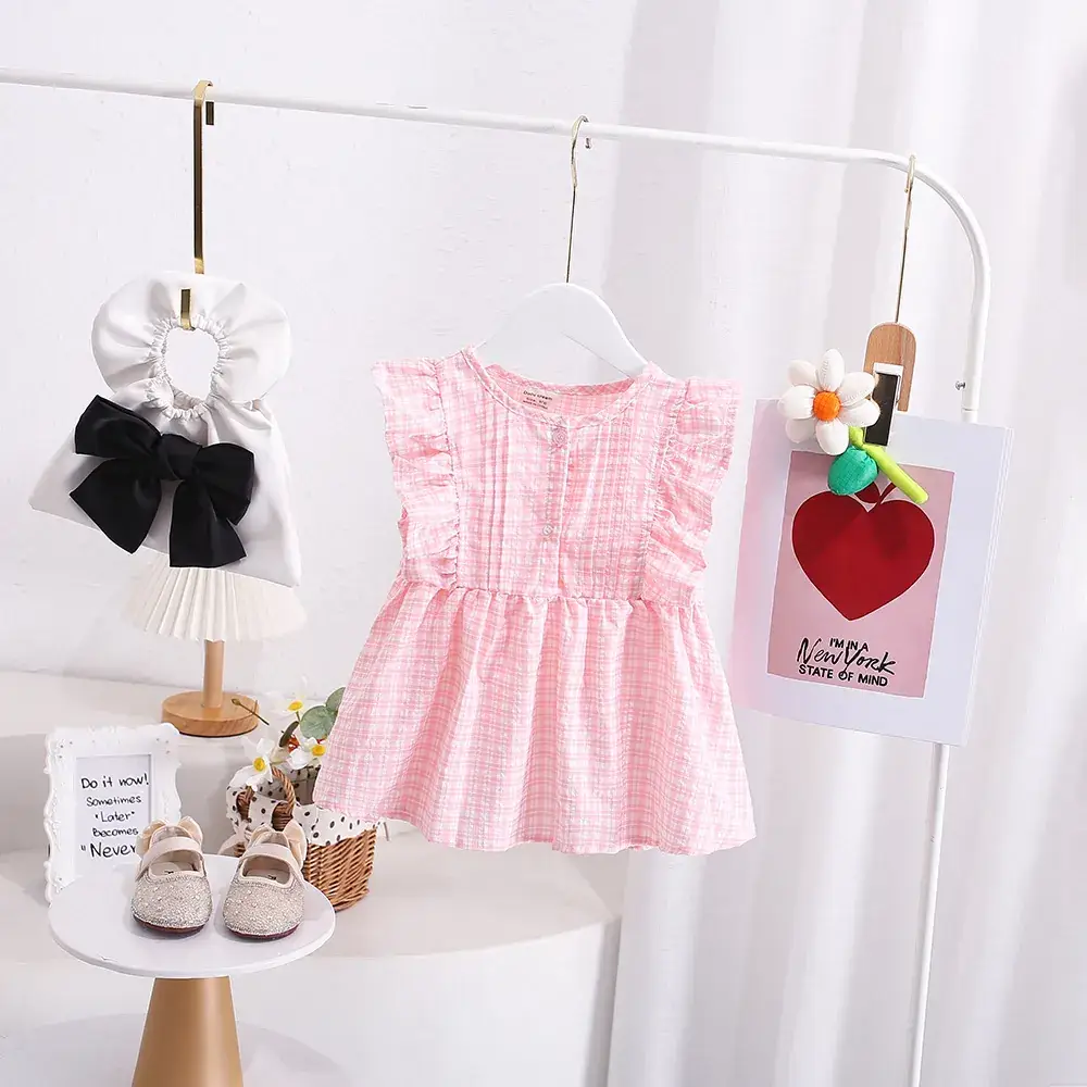 Korean Style Girls Pleated Plaid Shirt Cotton 2025 - Image 7