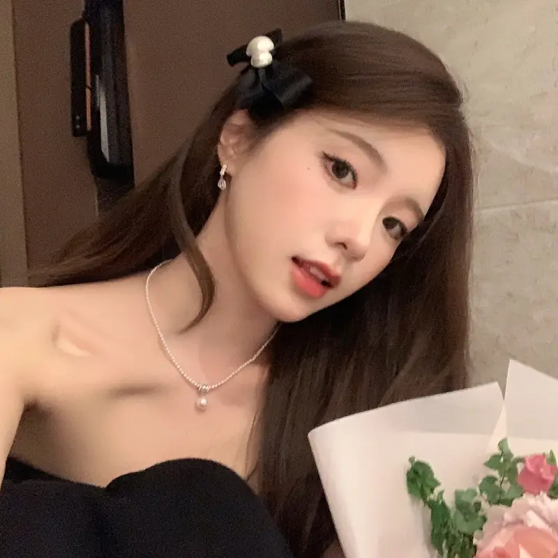 Summer Black Pearl Bow Hairpin for Women