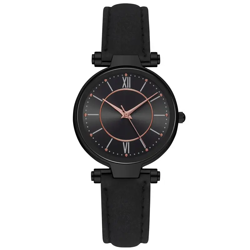 Women's Rose Gold Analog Watch with Blue Dial & Black Strap - Image 6