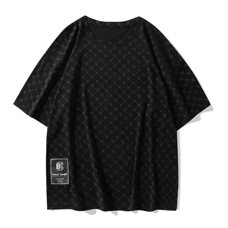 White Printed Loose Fit T-Shirt for Men Women Plus Size - Image 4