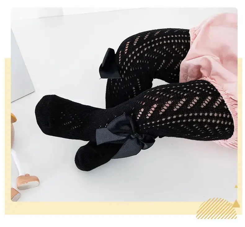 Spanish Ring Hollow Bow Baby Pantyhose Spring Summer 0-2Y — feature 11