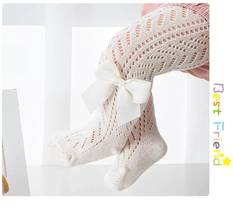 Spanish Ring Hollow Bow Baby Pantyhose Spring Summer 0-2Y — feature 13