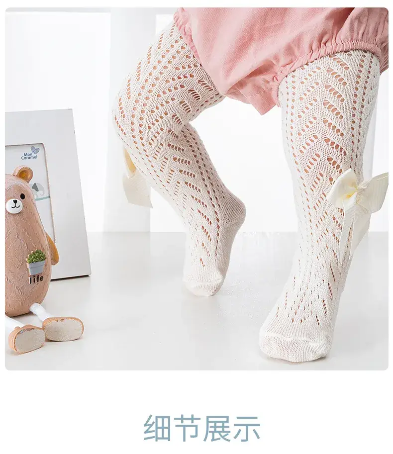 Spanish Ring Hollow Bow Baby Pantyhose Spring Summer 0-2Y — feature 14