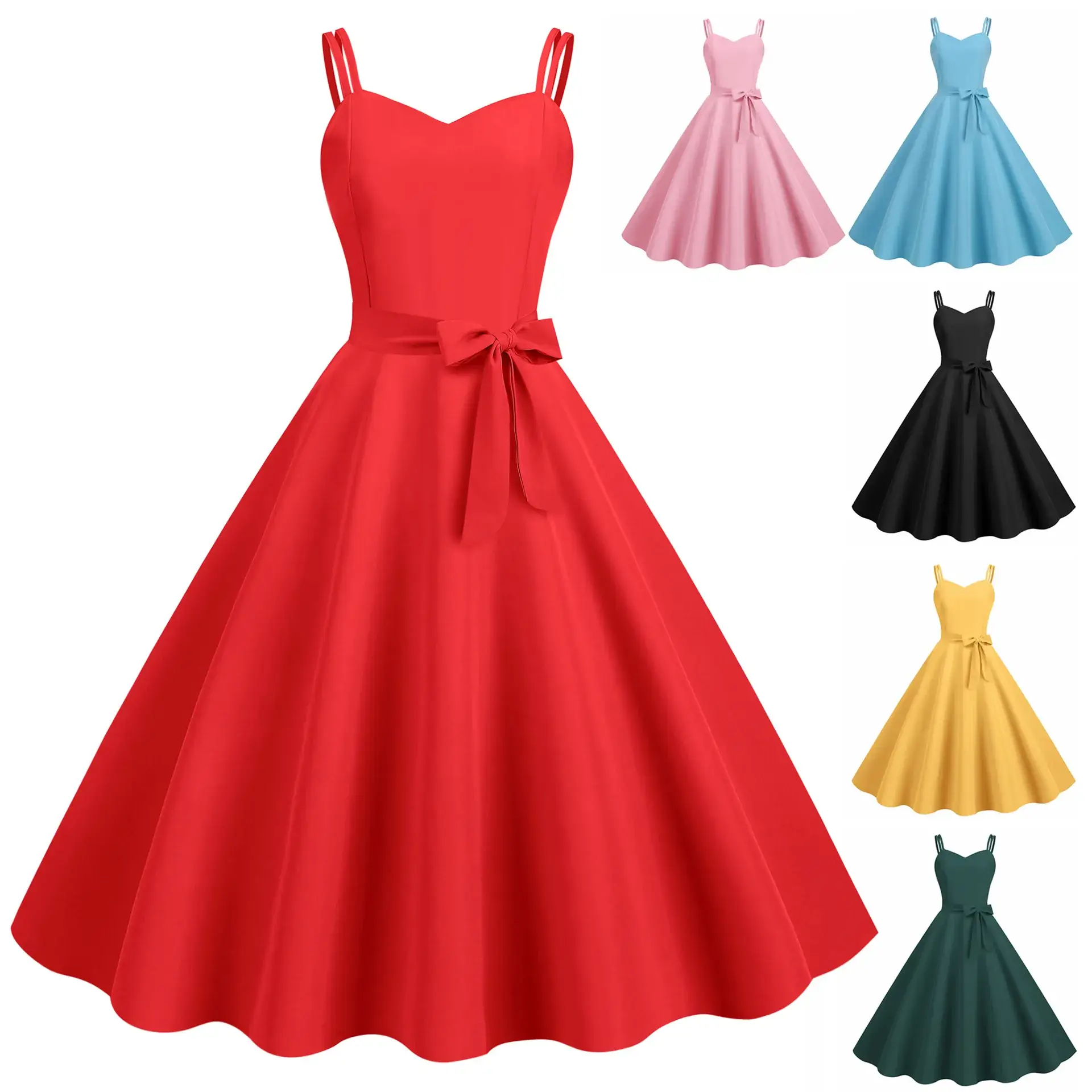 Yellow Strapless A-Line Dress for Women