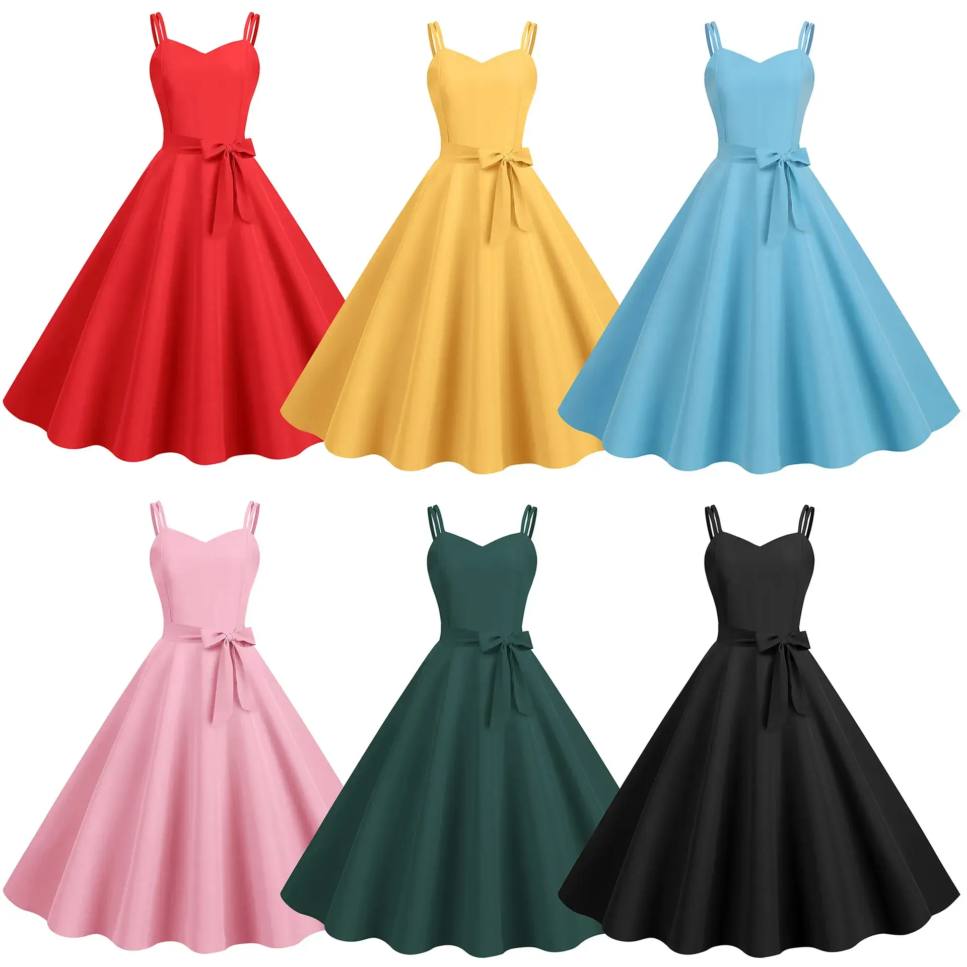Yellow Strapless A-Line Dress for Women