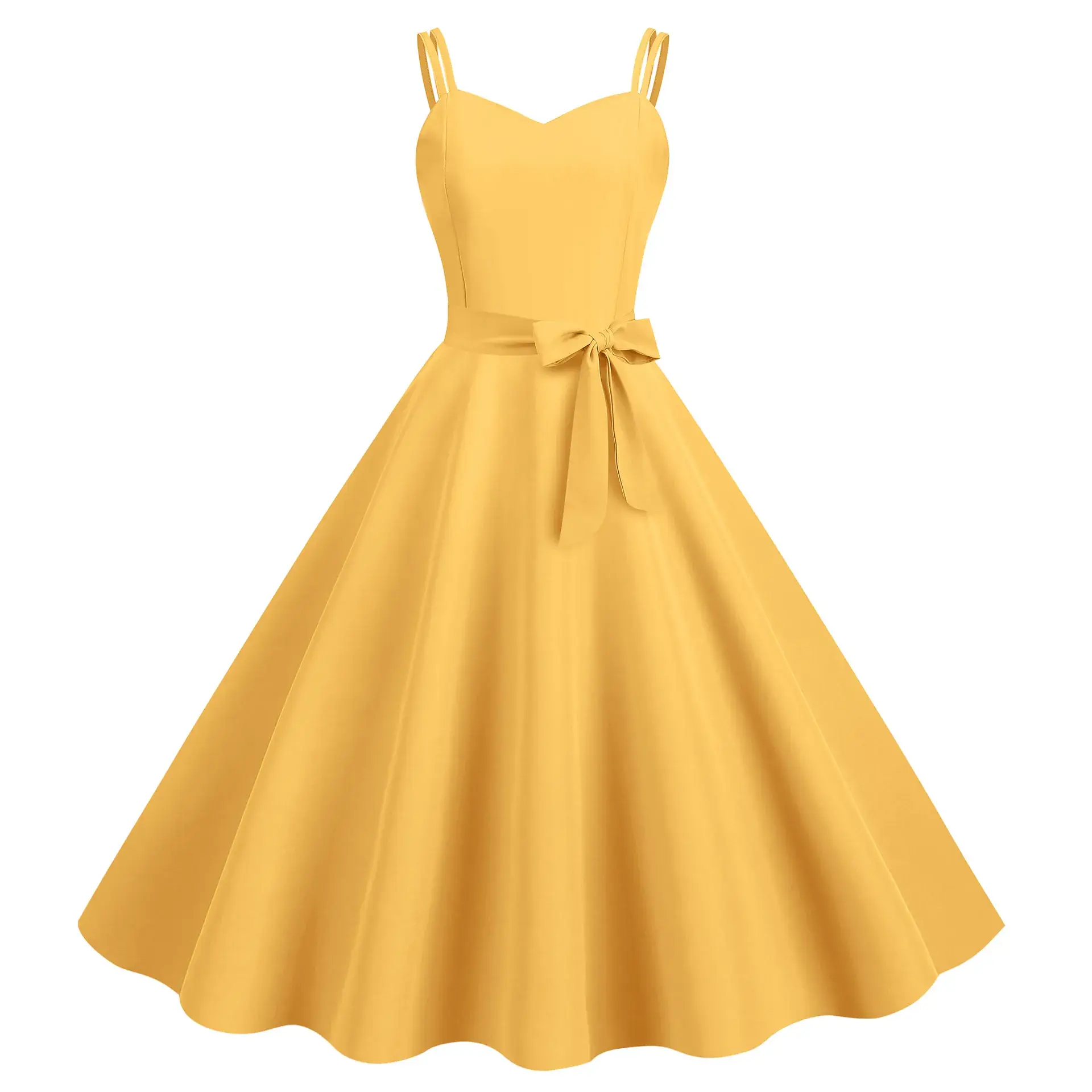 Yellow Strapless A-Line Dress for Women