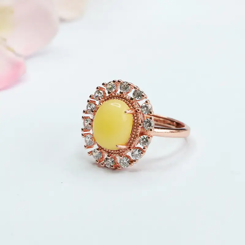 Guan Yu Yellow Honey Ring with Diamond Set - Image 4