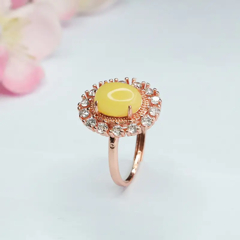 Guan Yu Yellow Honey Ring with Diamond Set - Image 5