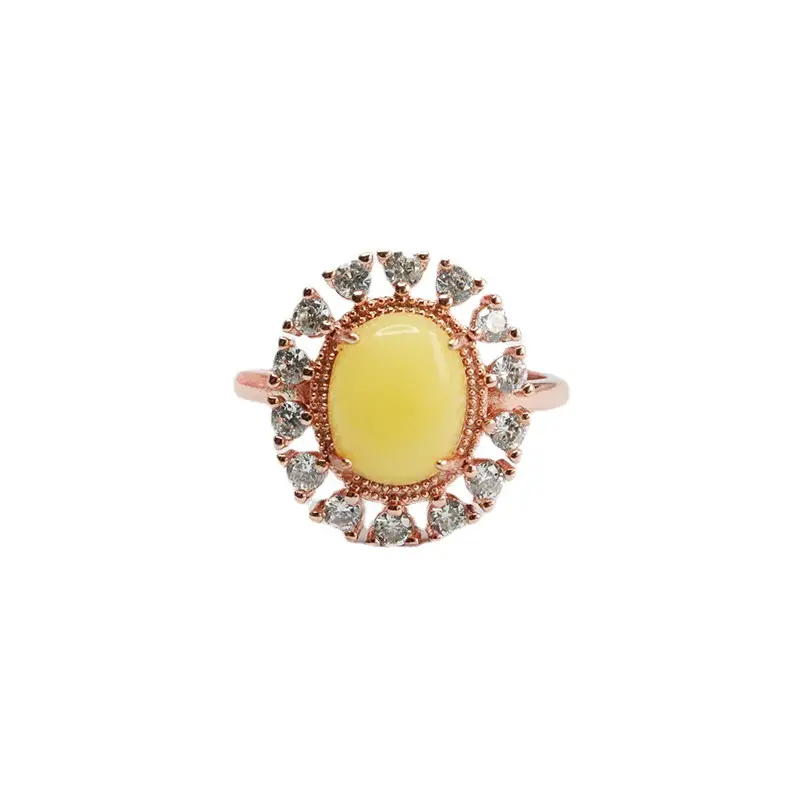 Guan Yu Yellow Honey Ring with Diamond Set - Image 6