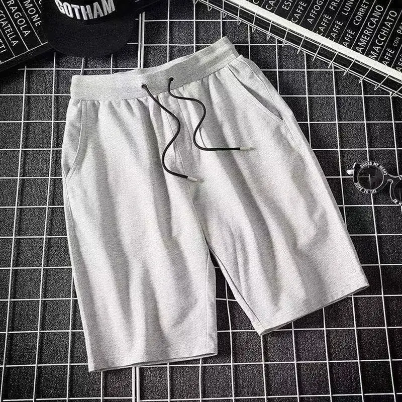 Men's Grey Cotton Drawstring Shorts Large - Image 5