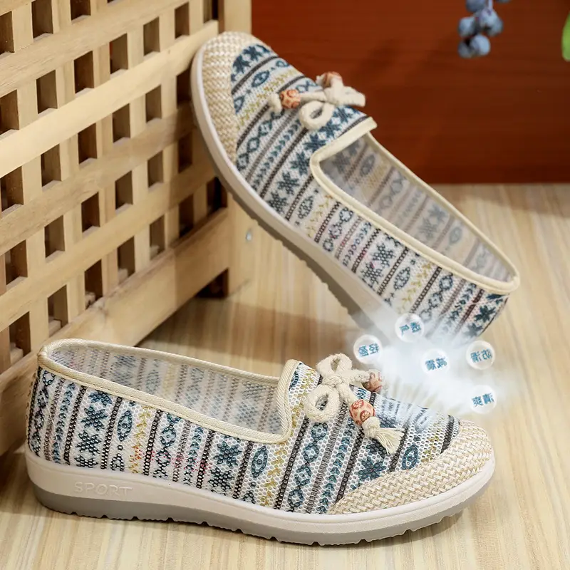 Spring New Old Beijing Cloth Shoes Women's Net Shoes Soft Sole Lazy Shoes Canvas Foreign Trade Shoes Fisherman Shoes Korean Style - Image 2