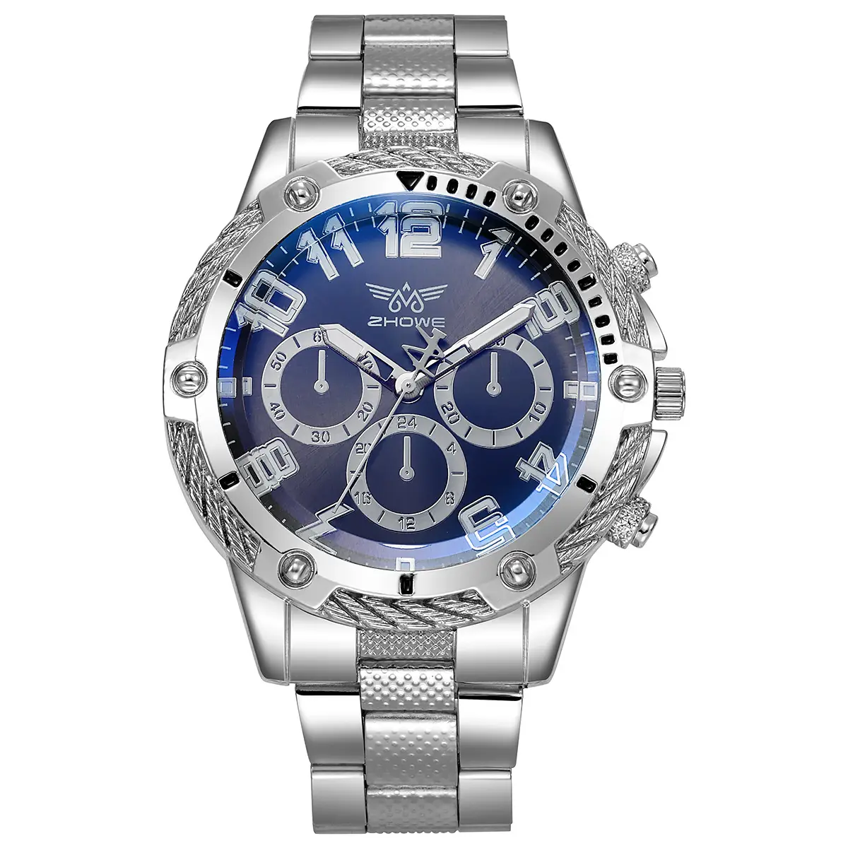 Men's Gold Chronograph Watch with Blue Dial & 3 Eyes — feature 7