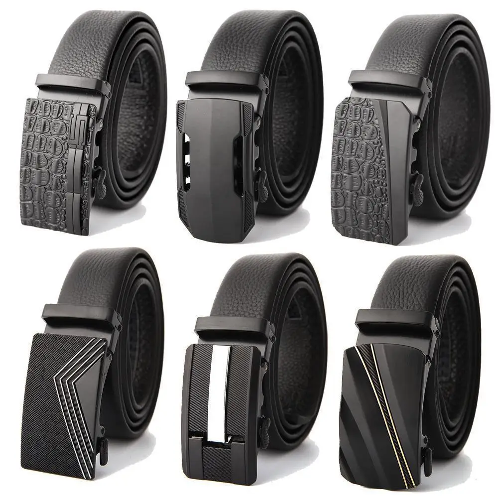 Men's Black Leather Belt with Automatic Buckle - Image 28
