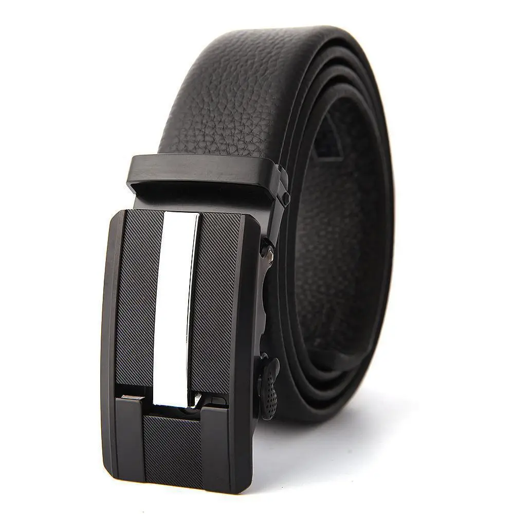 Men's Black Leather Belt with Automatic Buckle - Image 29