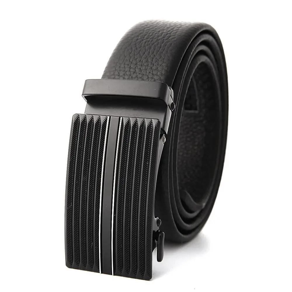 Men's Black Leather Belt with Automatic Buckle - Image 12