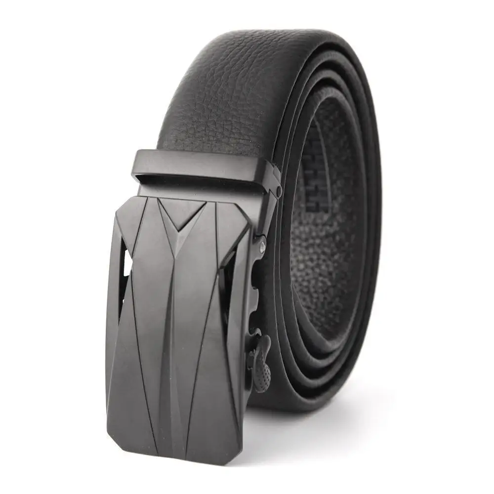Men's Black Leather Belt with Automatic Buckle - Image 18