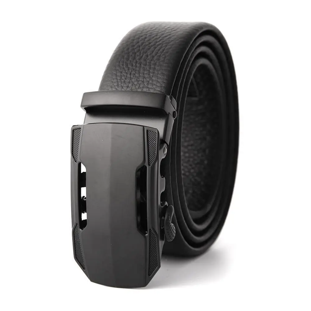 Men's Black Leather Belt with Automatic Buckle - Image 19