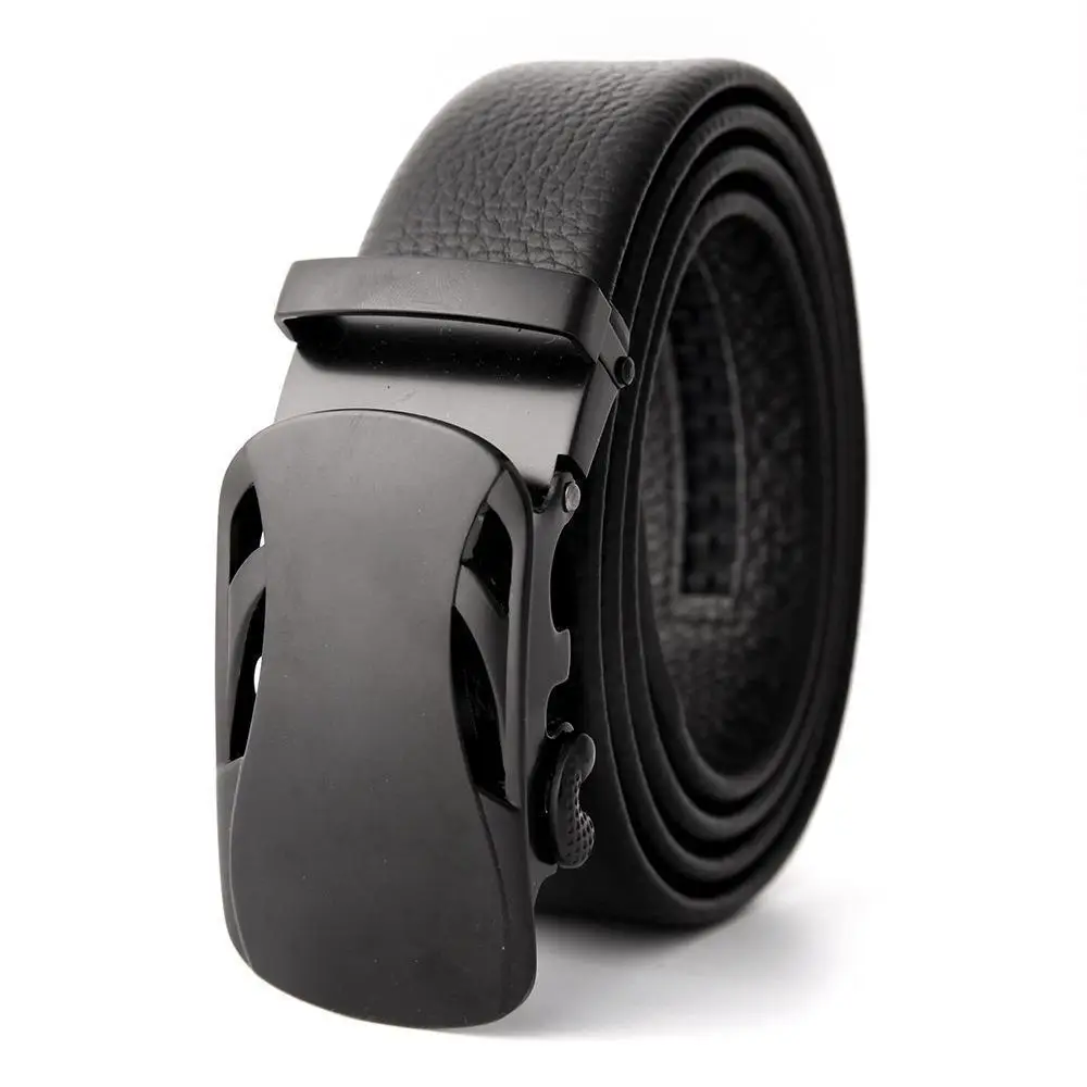 Men's Black Leather Belt with Automatic Buckle - Image 20