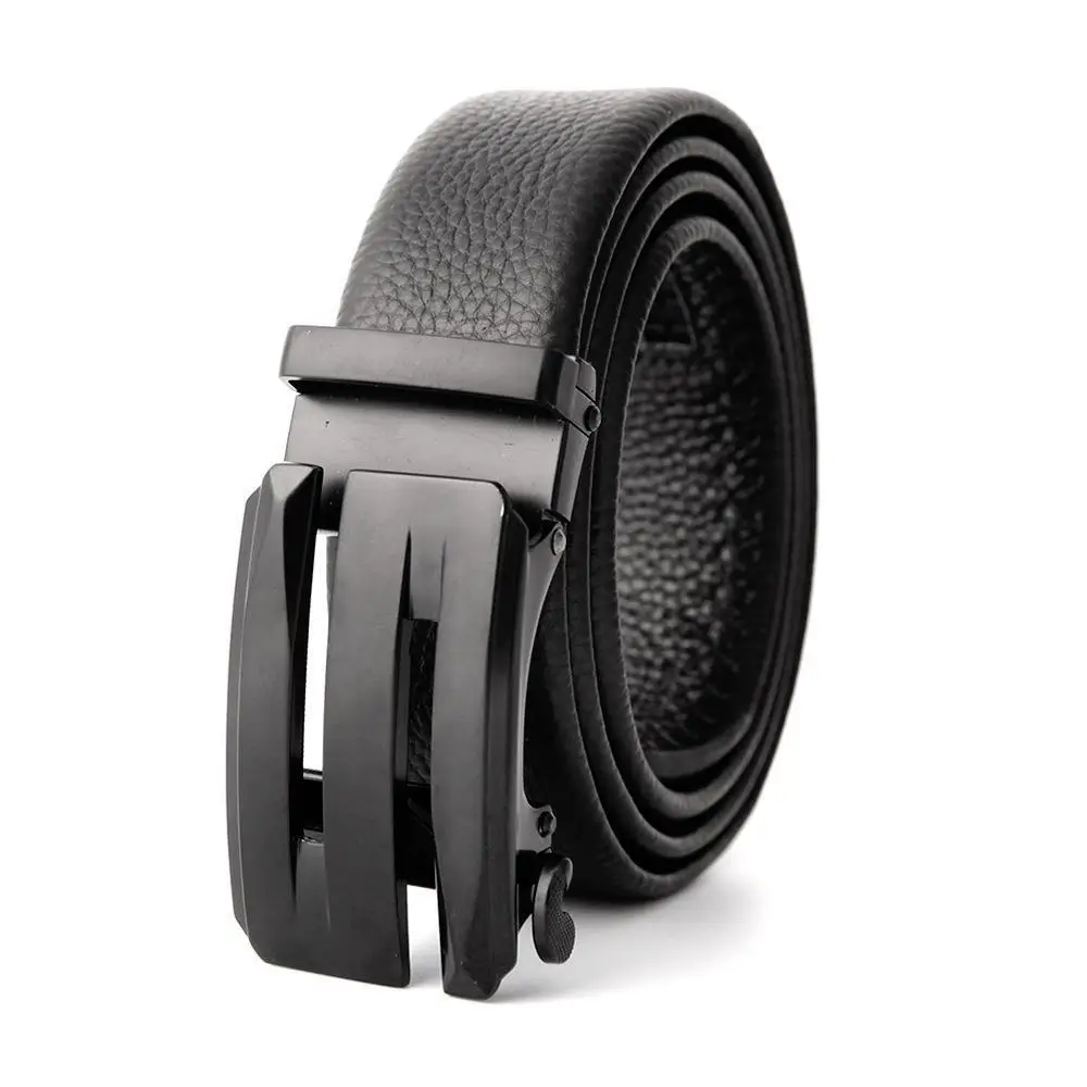 Men's Black Leather Belt with Automatic Buckle - Image 21
