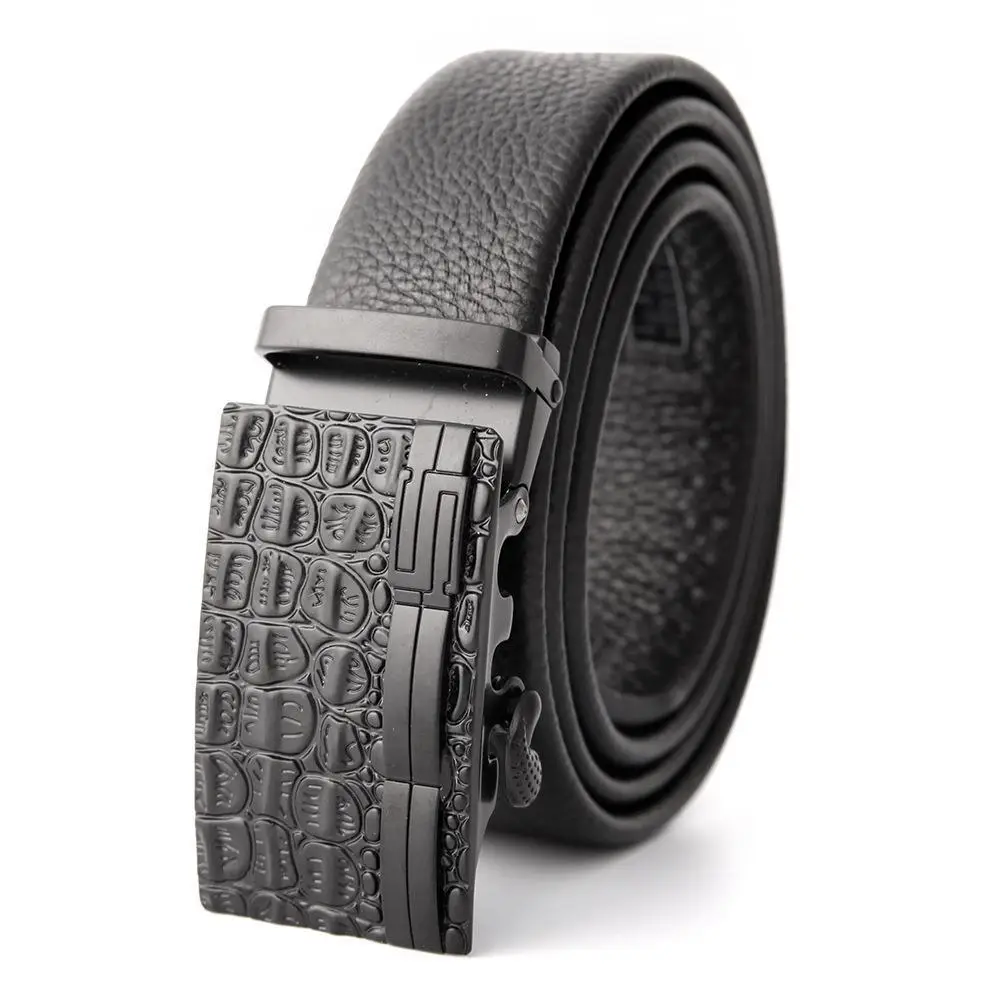 Men's Black Leather Belt with Automatic Buckle - Image 23