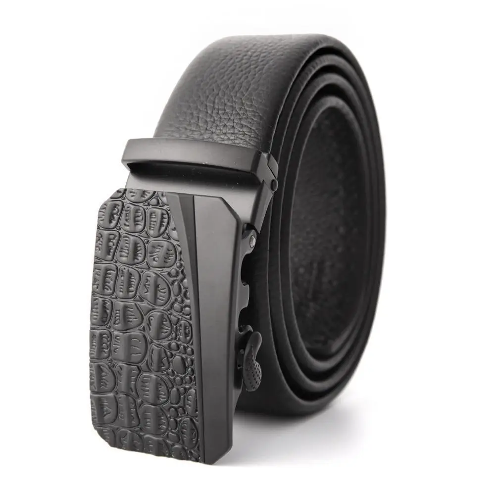 Men's Black Leather Belt with Automatic Buckle - Image 25