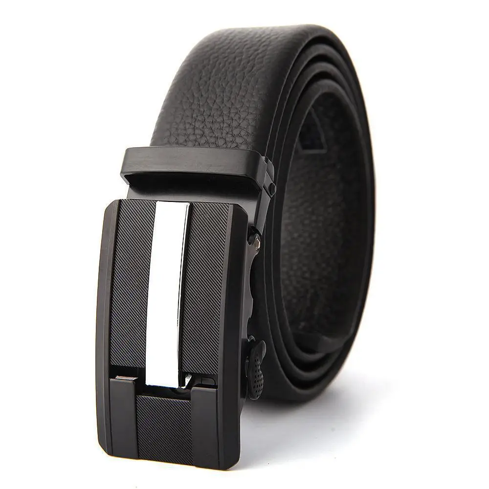 Men's Black Leather Belt with Automatic Buckle - Image 6