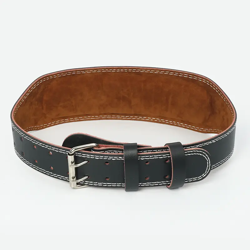 Men Women Squat Deadlift Belt Pu Leather Black