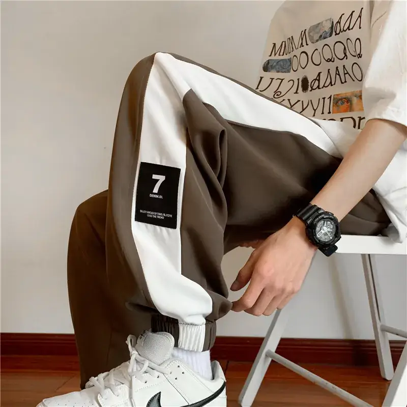 Men Summer Harem Pants White Beige Oversize Casual
