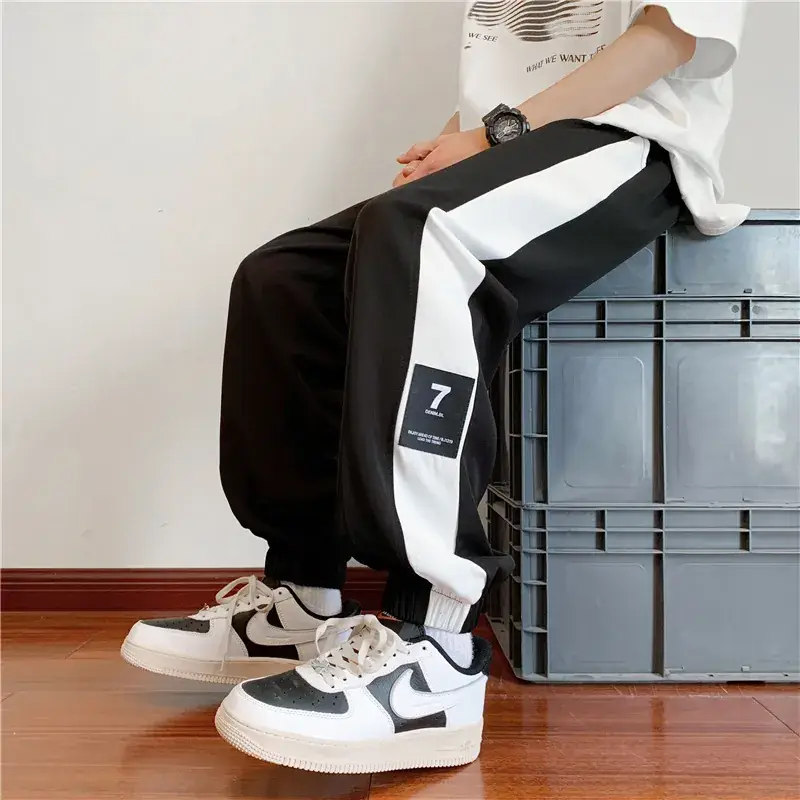 Men Summer Harem Pants White Beige Oversize Casual