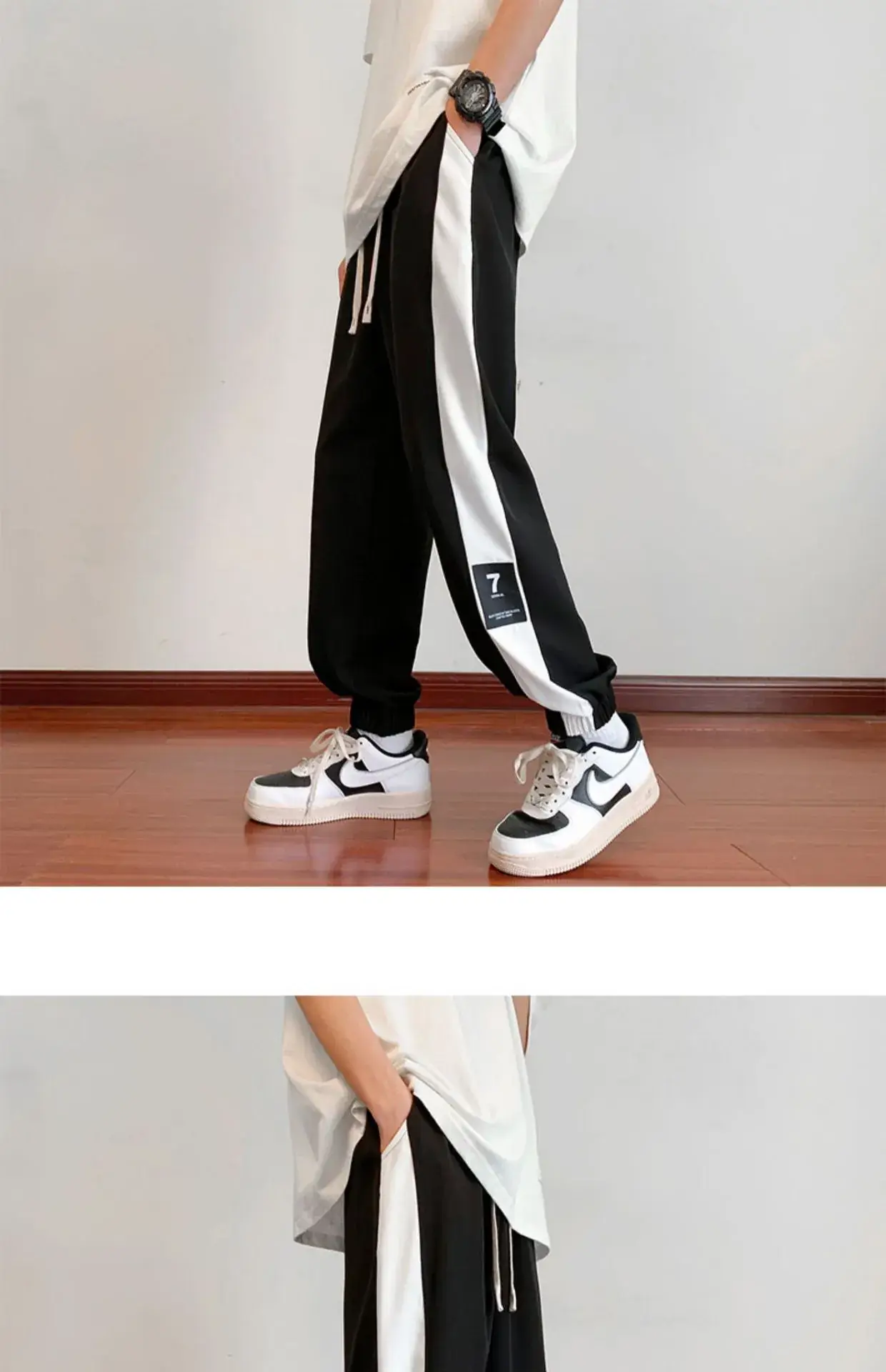 Men Summer Harem Pants White Beige Oversize Casual — feature 10