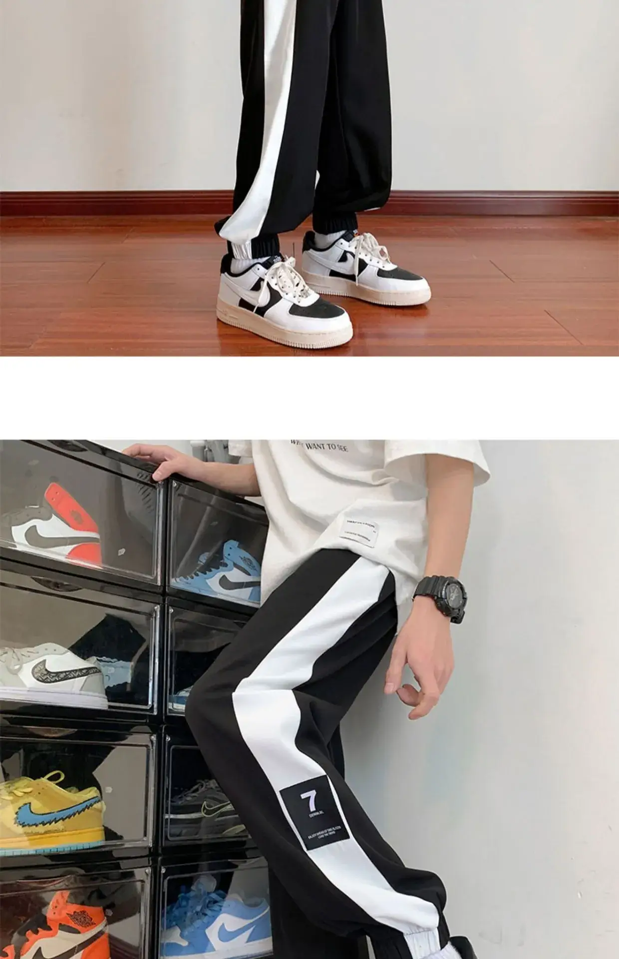 Men Summer Harem Pants White Beige Oversize Casual — feature 11