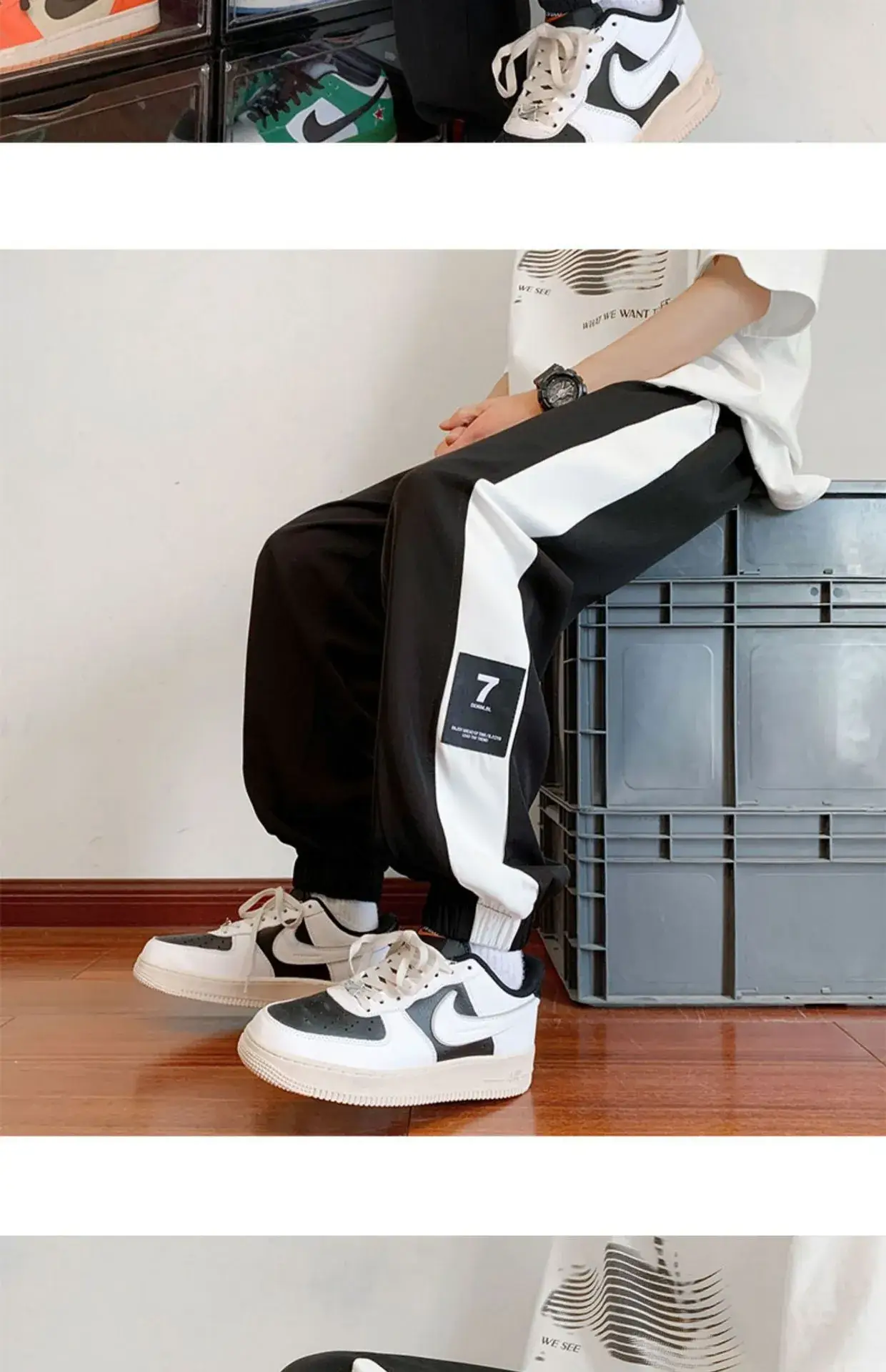 Men Summer Harem Pants White Beige Oversize Casual — feature 12
