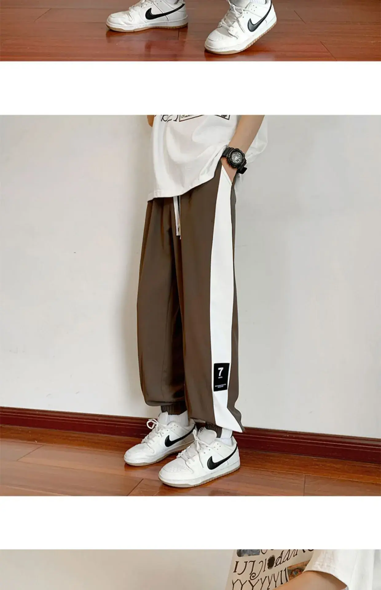 Men Summer Harem Pants White Beige Oversize Casual — feature 17