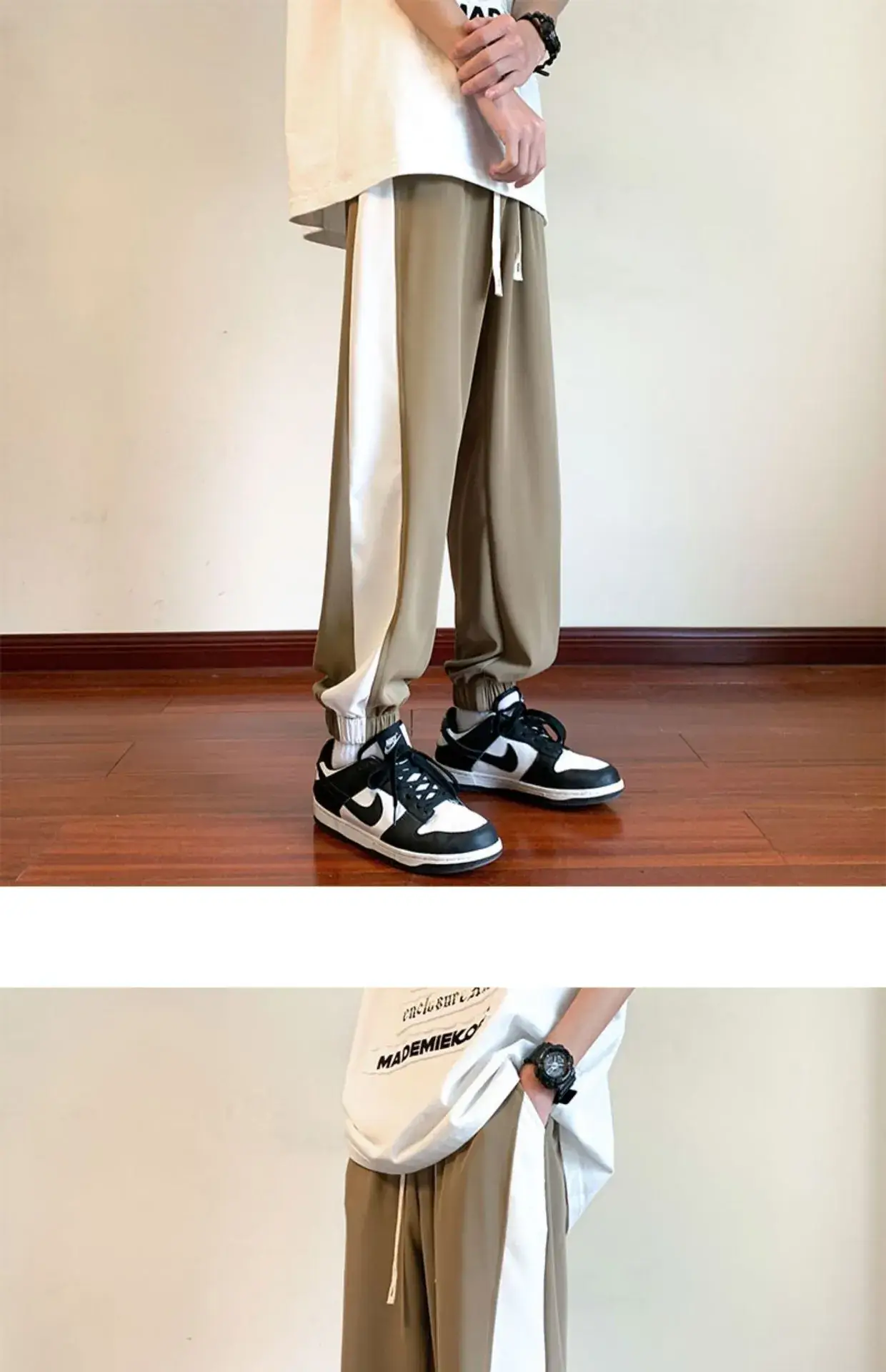 Men Summer Harem Pants White Beige Oversize Casual — feature 5