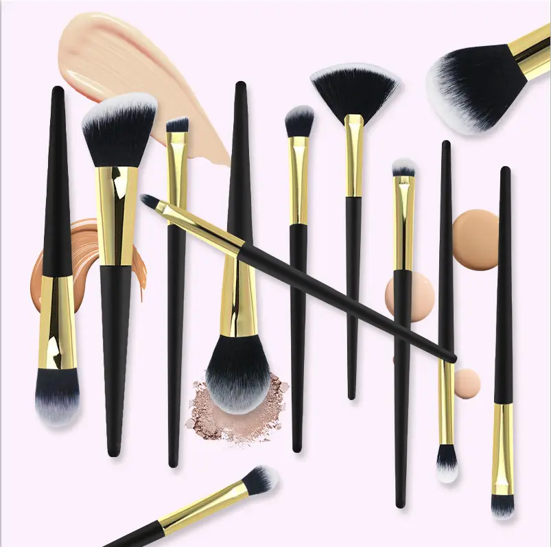 12-piece Black Gold Makeup Brushes Set - Image 3