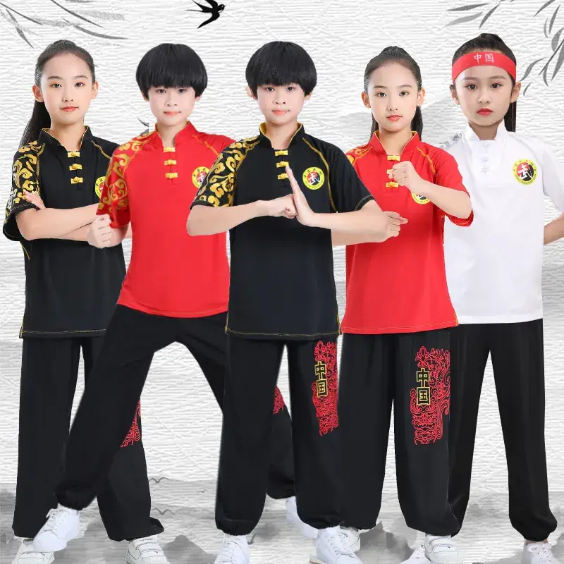 Children's Red Wushu Training Suit for Boys - Image 6