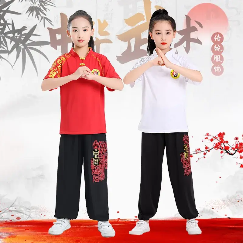 Children's Red Wushu Training Suit for Boys - Image 7