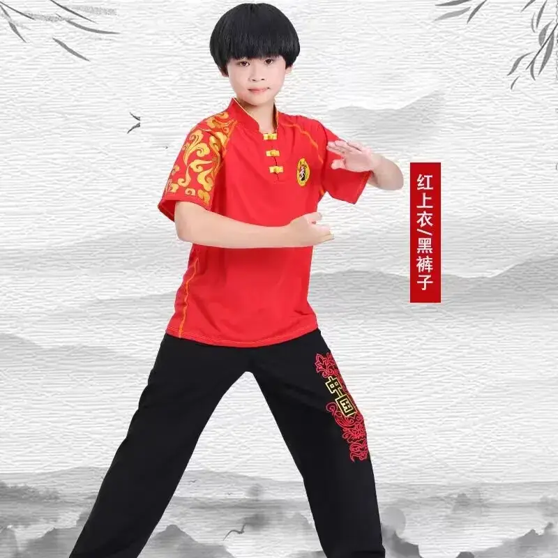 Children's Red Wushu Training Suit for Boys - Image 8
