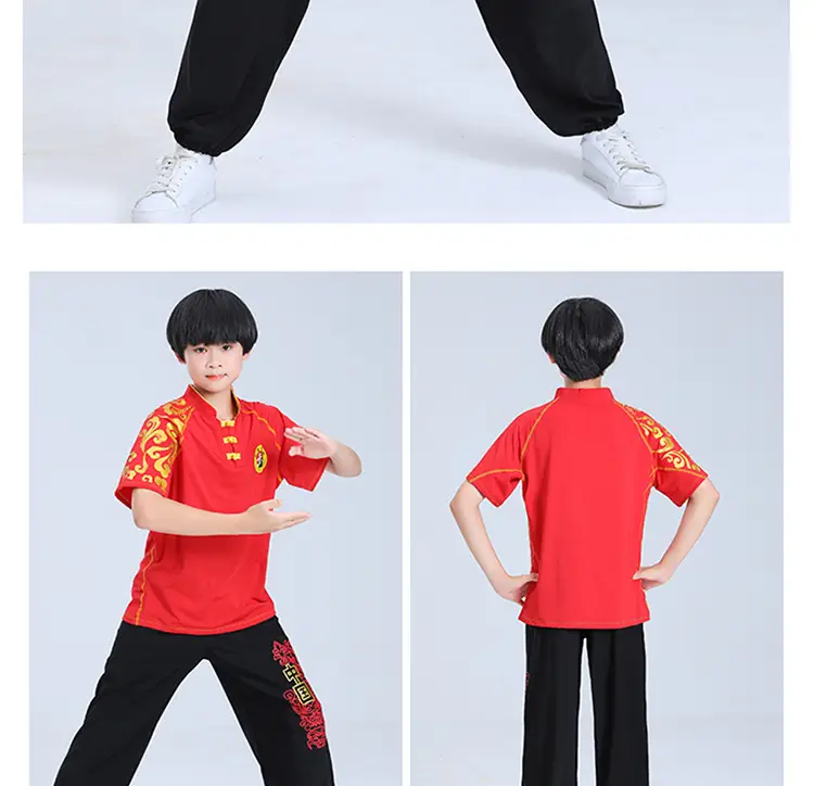 Children's Red Wushu Training Suit for Boys — feature 12