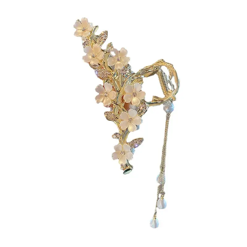 Lily Flower Pearl Hair Clip Large High Metal - Image 5